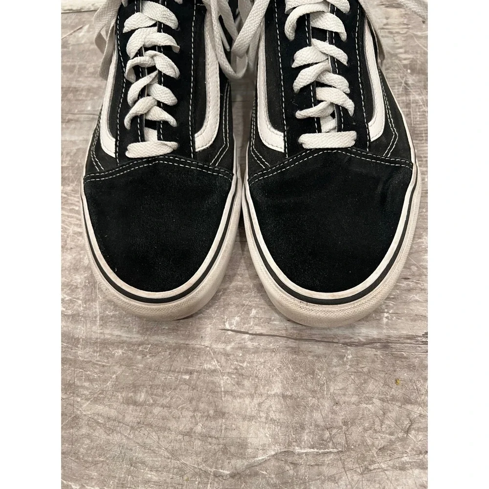 Vans Old Skool Men's 11 Black White Canvas Suede Low Top Skate Sneakers 507452